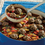 Cup of low carb diabetic Mexican meatball soup