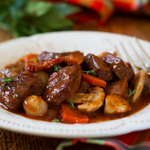Blow of classic beef stew with vegetables